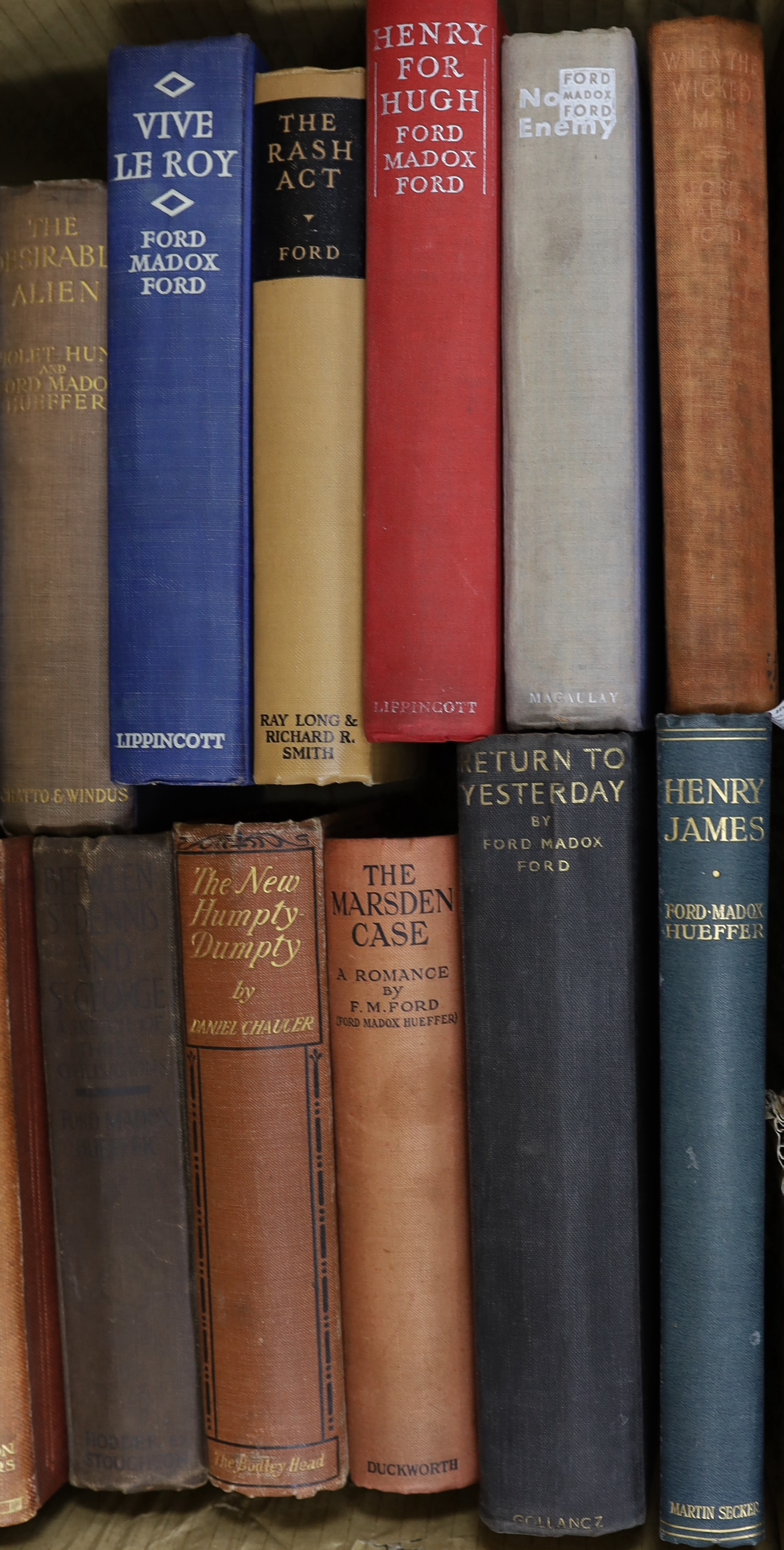 Ford, Madox Ford (Ford Madox Hueffer) - a collection of 16 works - The Soul of London: A Survey of a Modern City, Alston Rivers, London, 1905; Under the pseudonym of Daniel Chaucer - The New Humpty-Dumpty, London, 1912;